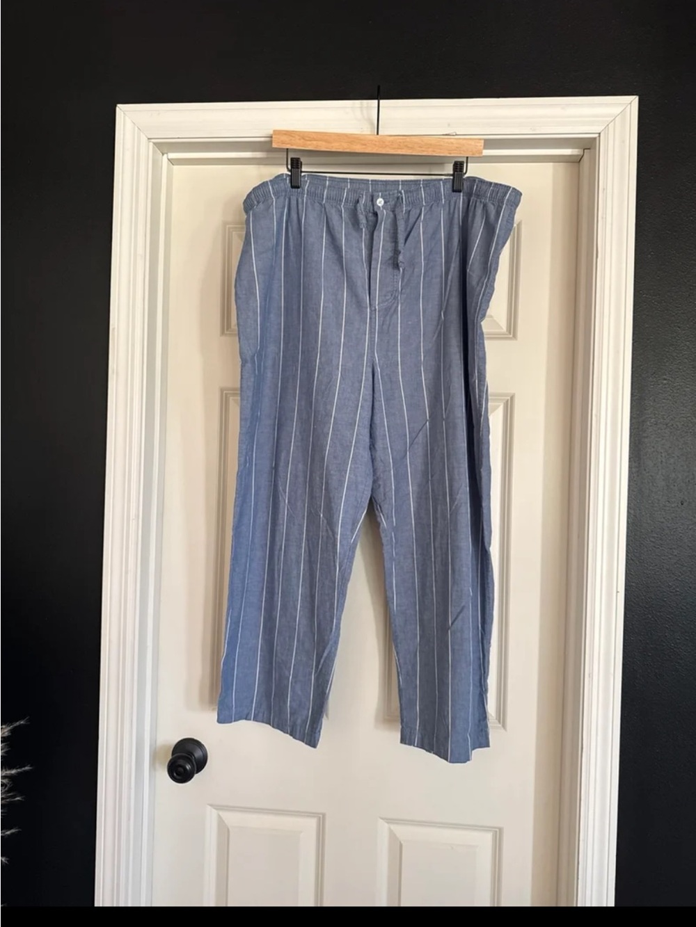 Vintage Christian Dior Men’s blue/white striped pajama pants size Large/XL